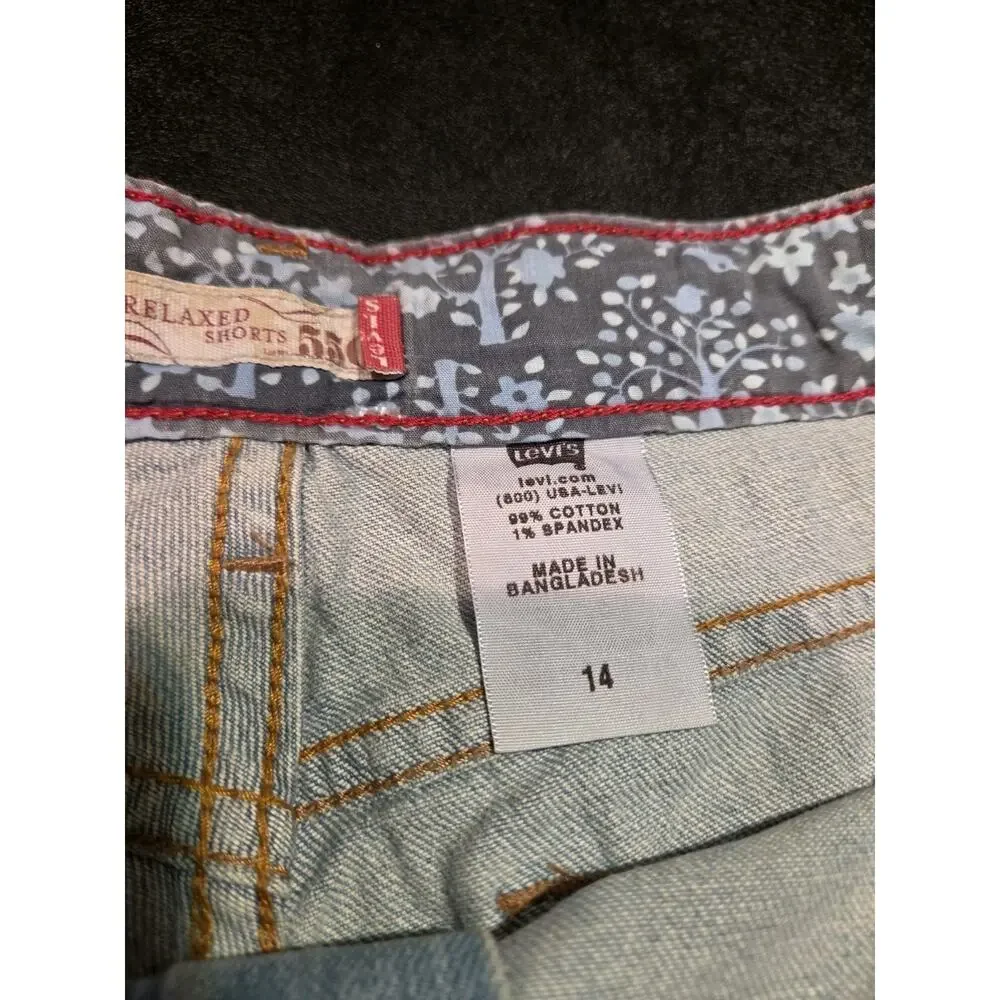 Levi's 550 Relaxed Bermuda Denim Shorts Women's 14 Blue Light Wash 5-Pocket